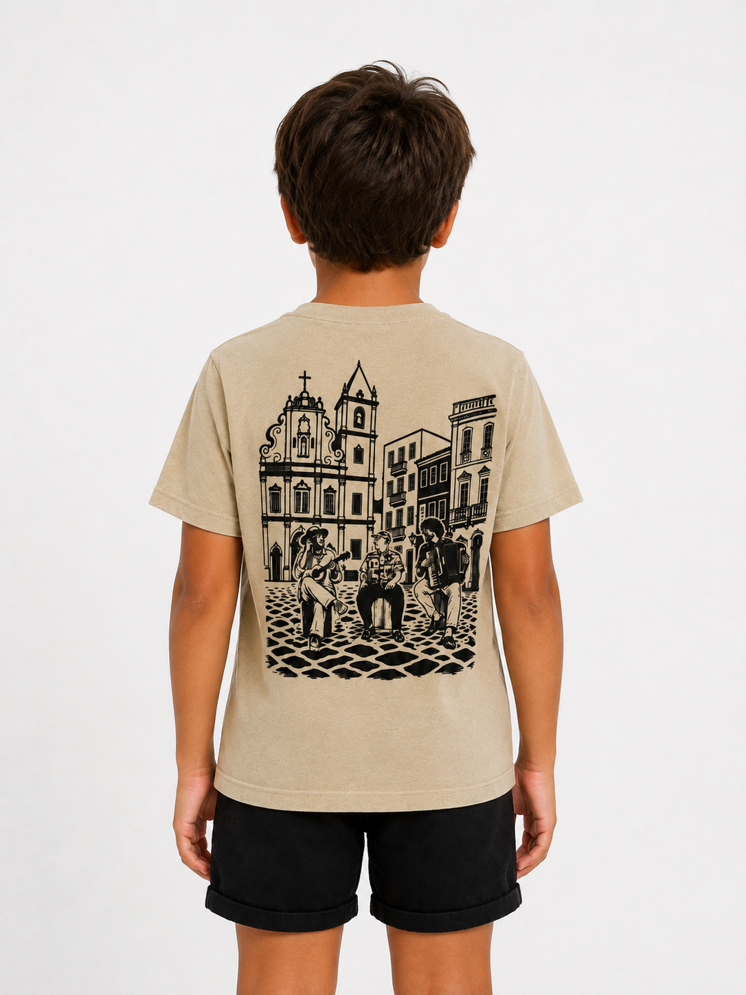 Camiseta Infantil Xilogravura Palha - Imagem 2