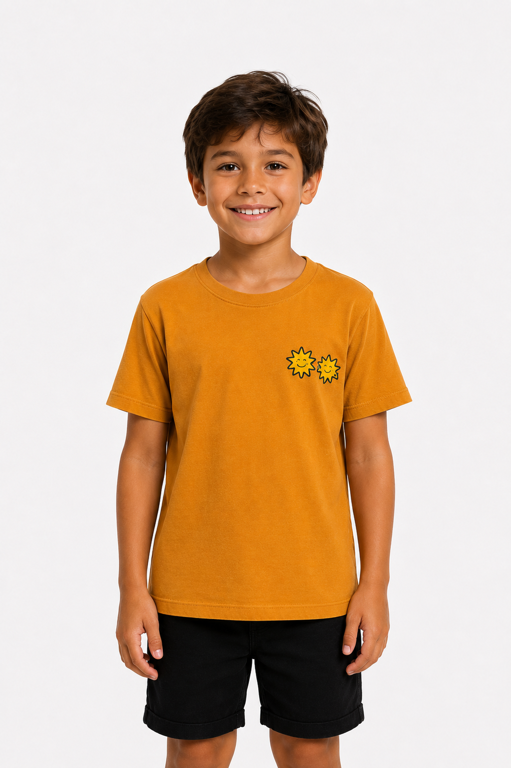 Camiseta Infantil Xilogravura Mostarda - Imagem 2