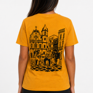 Camiseta Xilogravura Mostarda